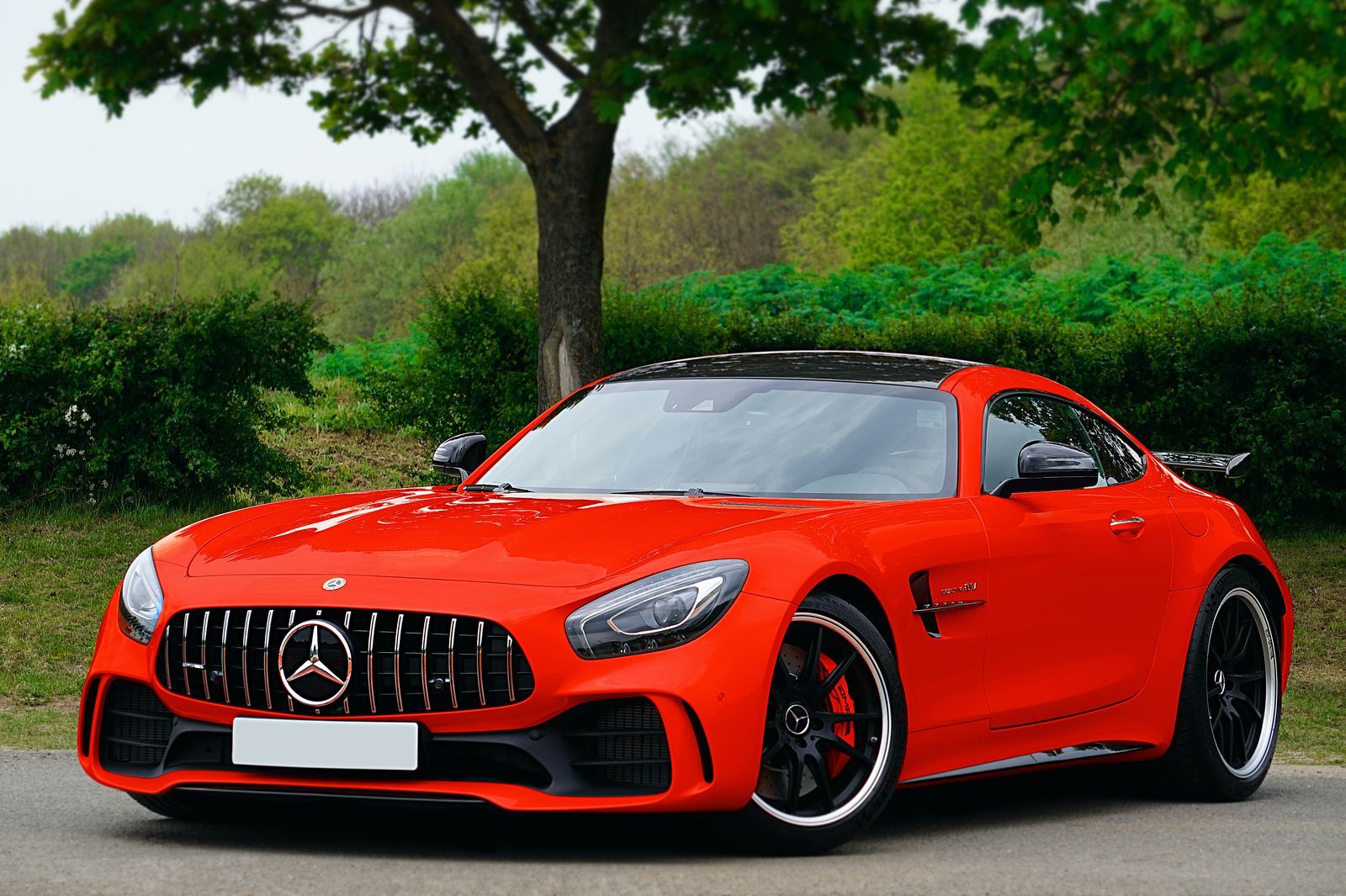 Gleaming red sports car presented outdoors